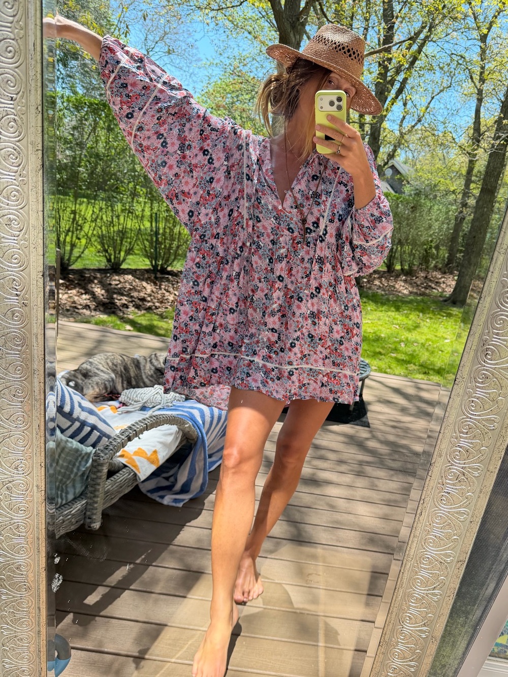 Cute Natural Life boho floral tunic dress S